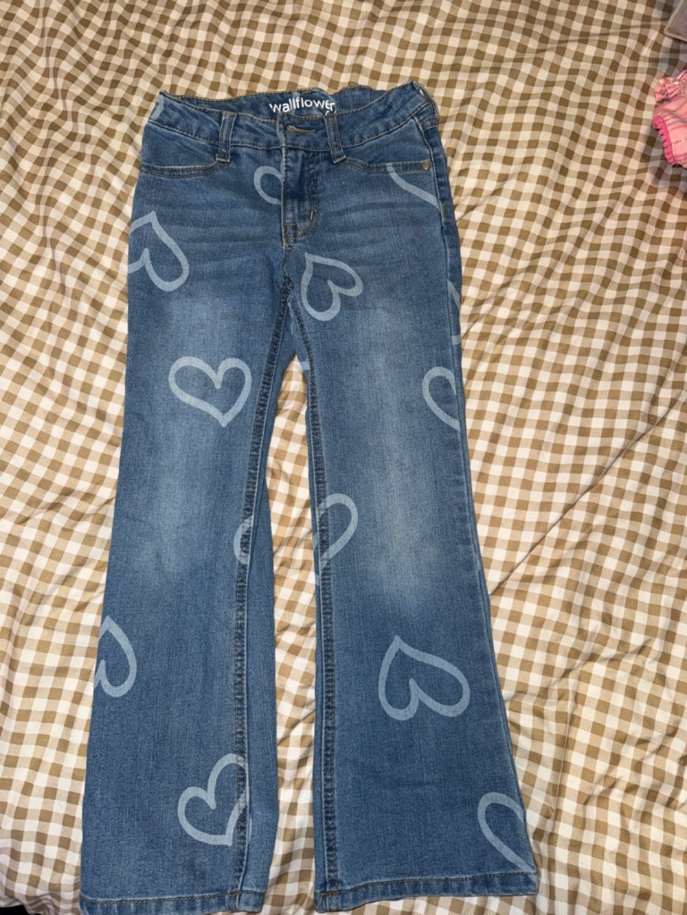 Wallflower Blue Heart-Print Flare Jeans
